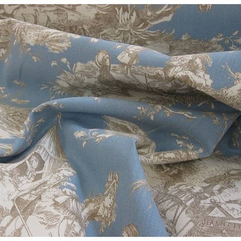 Rideau Toile De Jouy Bleu Ciel – Broderie Anglaise – Prêt à Poser – 100% Coton