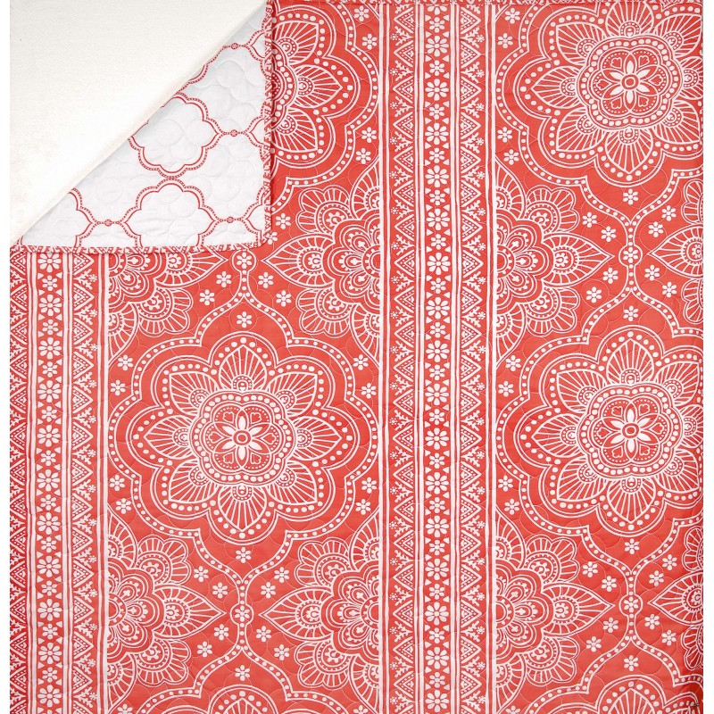 Jeté de lit 230x250 cm + 2 Taies Mikado Rouge Jeté de lit 230x250 cm + 2 Taies Mikado Rouge