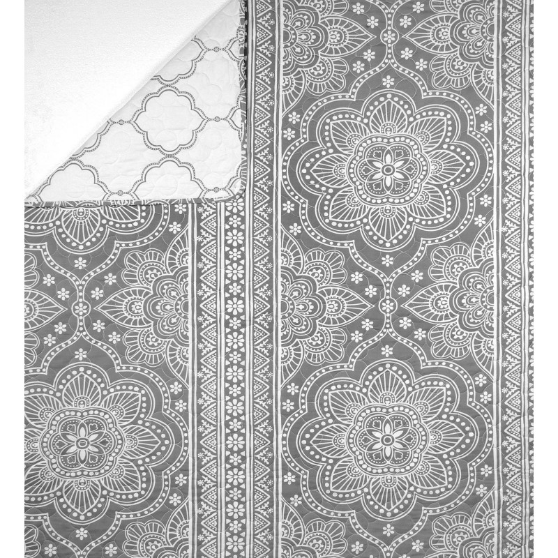 Jeté de lit 230x250 cm + 2 Taies Mandala Gris Jeté de lit 230x250 cm + 2 Taies Mandala Gris