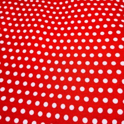 Viscose Imprimée fond Rouge à pois Blancs
