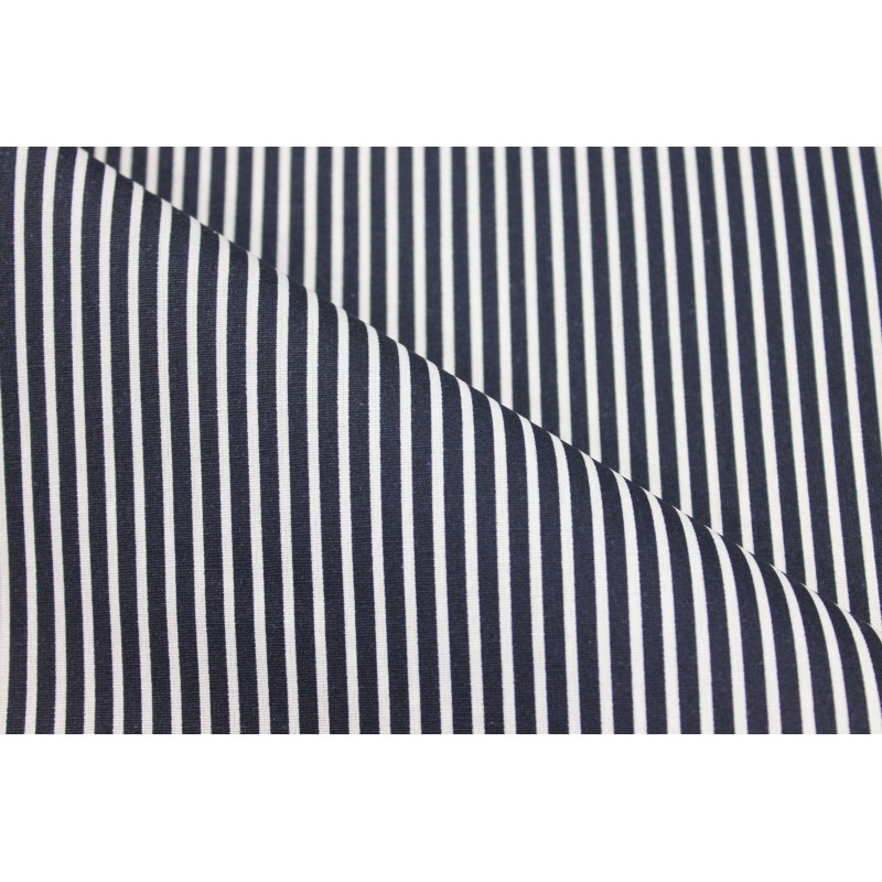 Coton enduit rayé bleu marine Coton enduit rayé bleu marine