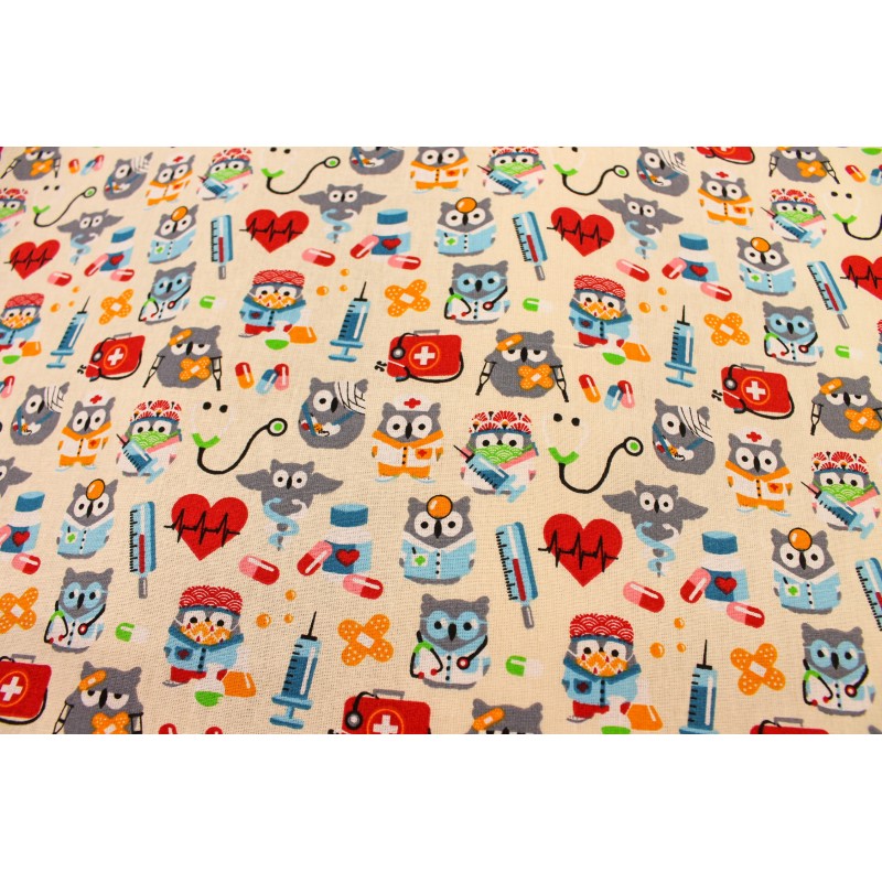 Coton SOS Hiboux Ivoire Coton SOS Hiboux Ivoire