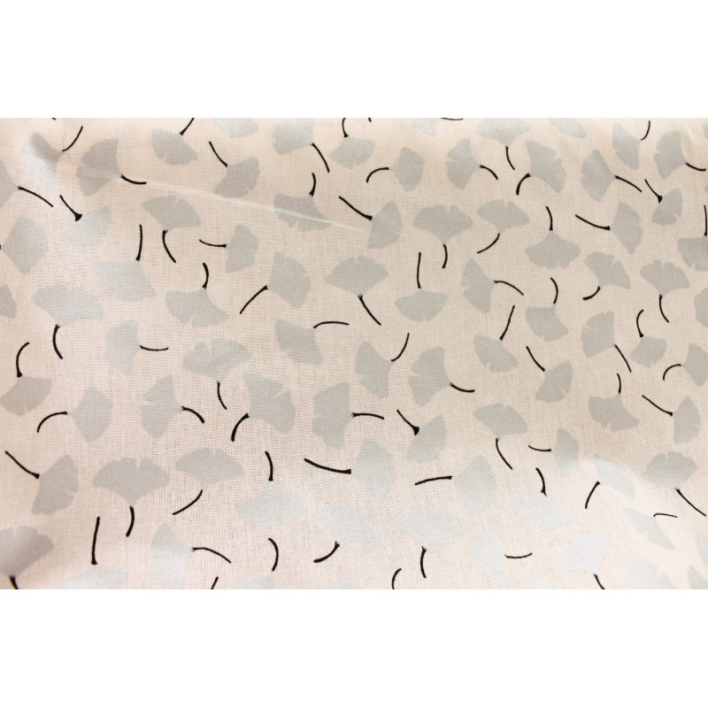Coton Ginkgo Ivoire & Argent Coton Ginkgo Ivoire & Argent