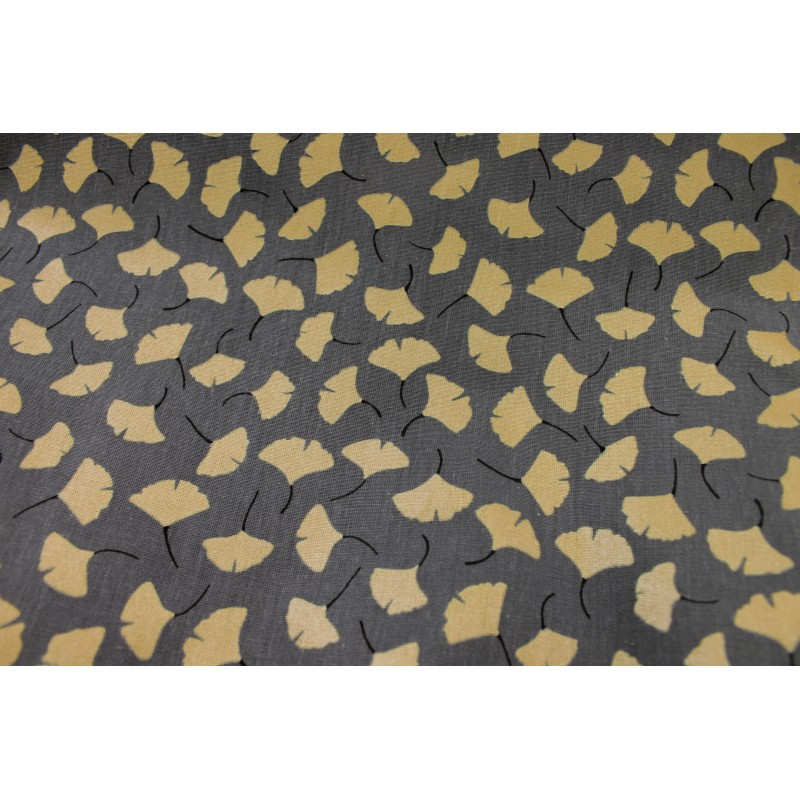 Coton Ginkgo Gris & Or Coton Ginkgo Gris & Or
