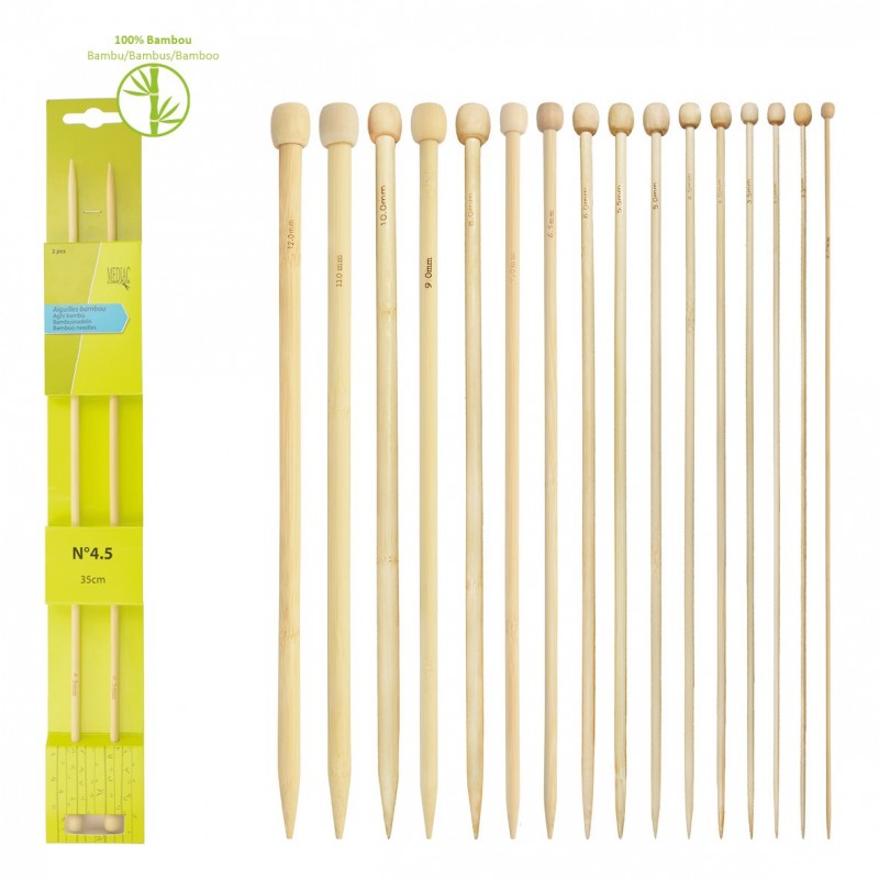 Aiguilles à Tricoter En Bambou Plassard – 40 Cm, Taille N°6, Souples Et Agréables à L'usage