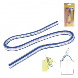 Règle flexible incurvée - blanc/bleu
