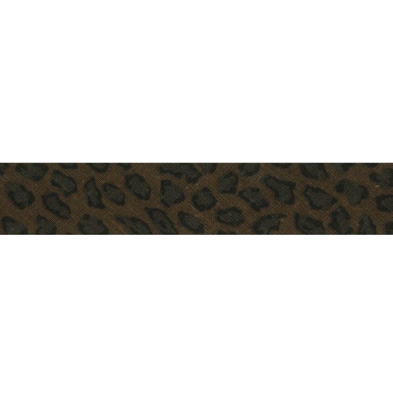 Biais replié leopard marron foncé