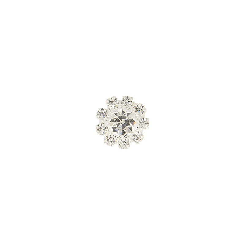Bouton strass rond - argent