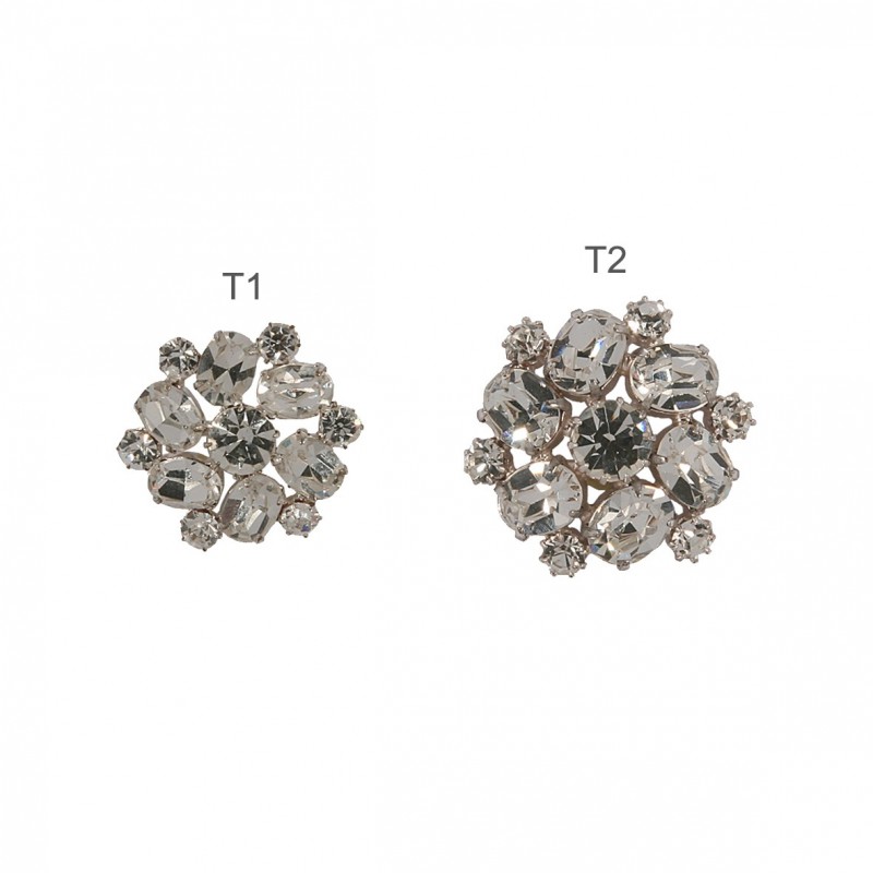 Bouton gros strass - argent
