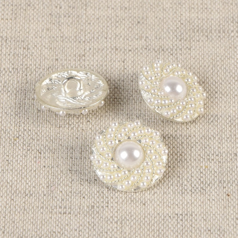 Bouton perles - blanc