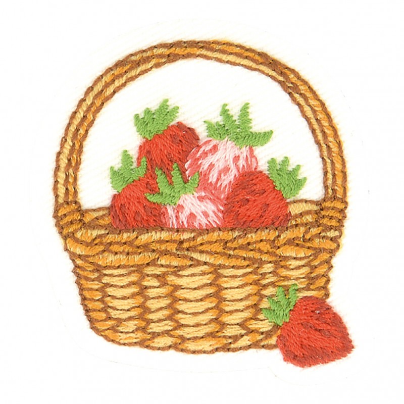 Ecusson theme la ferme - panier fraises