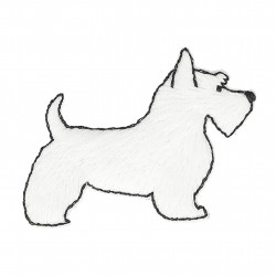 Ecusson chien scottish - blanc