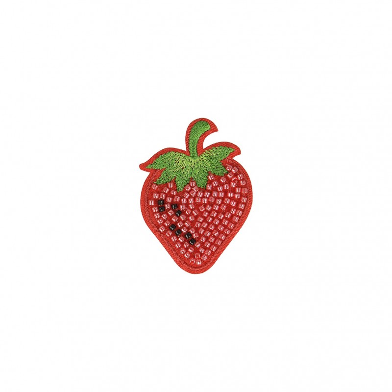 Ecusson fraise perles - fraise