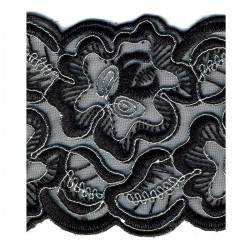 Galon fleurs métal 85 mm - noir/argent