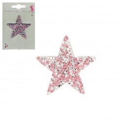 Etoile strass thermo 5cm - rose layette