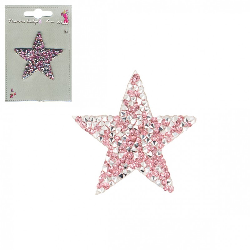 Etoile strass thermo 5cm - rose layette