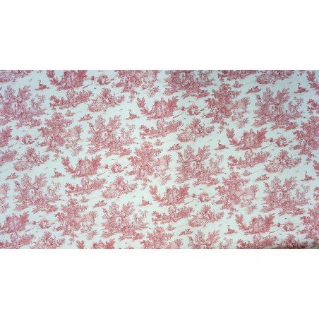 Toile De Coton Pastorale Rouge - 100% Coton - Vente Au Demi-Mètre - Neuf