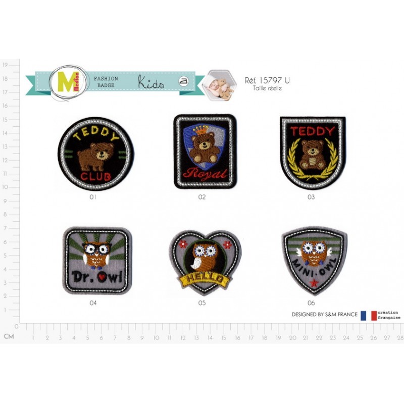 Patch Ecusson Thermocollant Petite princesse rond blanc 5 x 5 cm