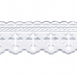Broderie sur tulle 55mm - blanc