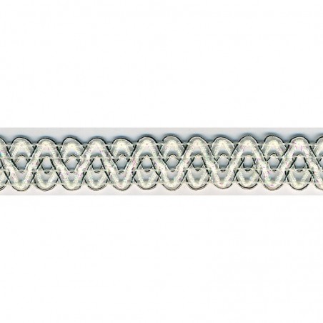 Ruban Galon Blanc Et Argent - 16.80 Mètres De Long, 3 Cm De Large, Neuf