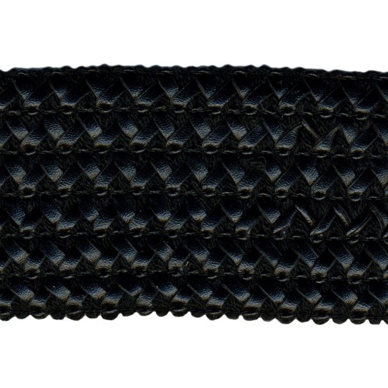 Galon élastique simili cuir 68mm - noir
