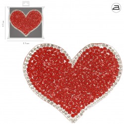 Patch coeur strass - rouge argent