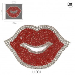 Patch bouche strass - rouge argent