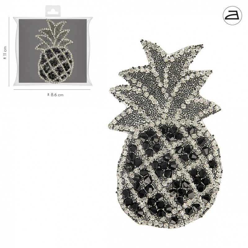 Patch ananas strass - noir argent