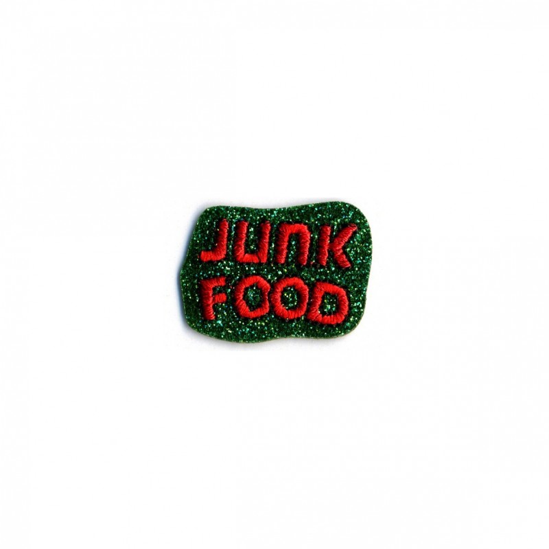 Junk food 3x2,5cm - vert paillettes
