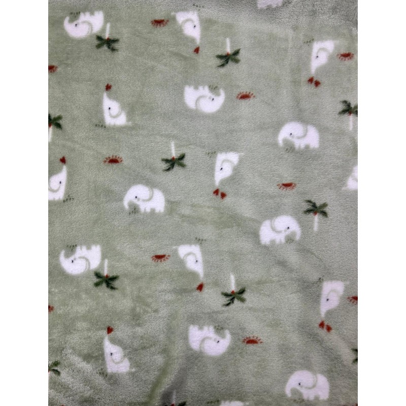 Doudou imprimé Elephant Fd vert amande 1