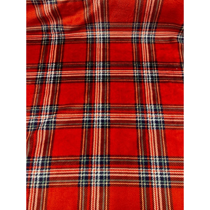 Doudou Imprimé Ecossais Fond Rouge